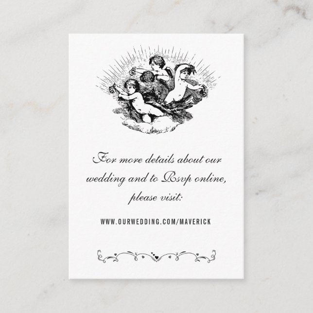 Elegant Black and White Wedding Website Enclosure Card (Front)