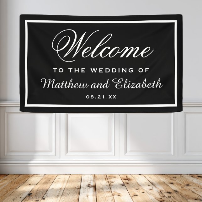 Elegant Black and White Wedding Welcome Banner (Creator Uploaded)