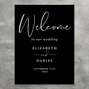 Elegant Black And White Wedding Welcome Sign