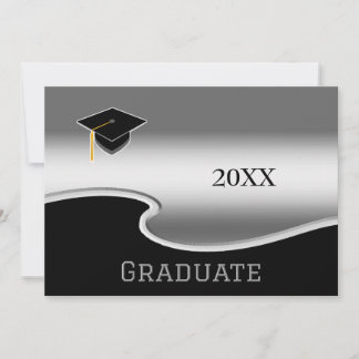 Elegant Black and White with Photo Graduation Announcement