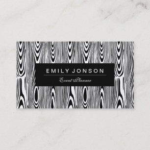 Elegant Black And White Wood Grain Business Card