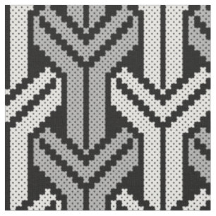 Elegant Black and White Y cross-stitch pattern Fabric
