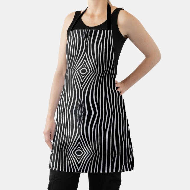 Elegant black and white zebra pattern bandanna apron (Insitu)