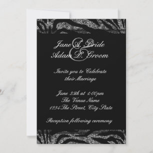 Elegant Black and White Zebra Wedding Invitation