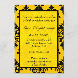 Elegant Black and Yellow Birthday Invitation