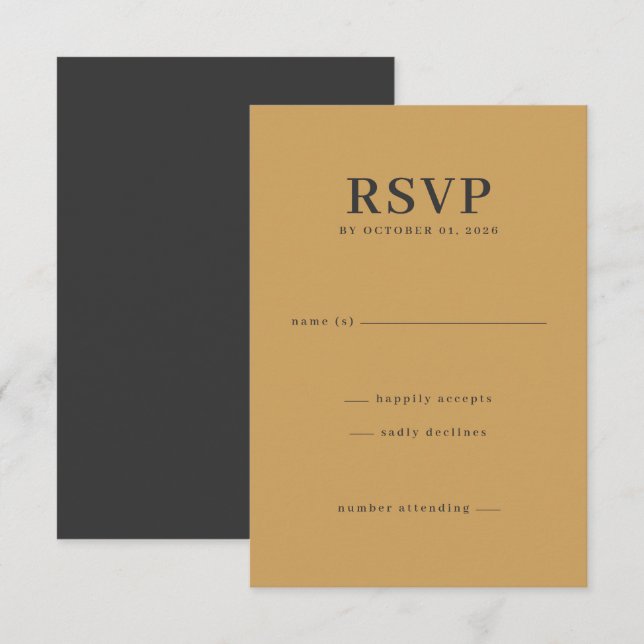 Elegant Black and Yellow RSVP Card (Front/Back)