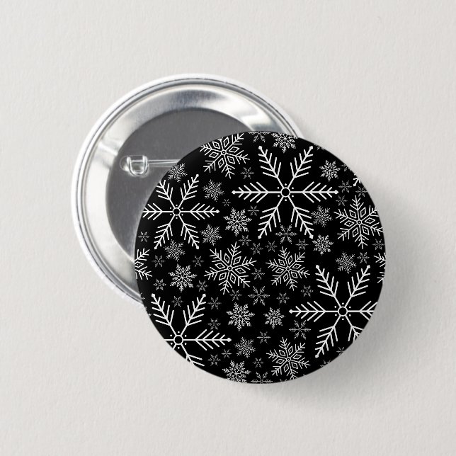 Elegant Black Aqua White Winter Snowflake  6 Cm Round Badge (Front & Back)