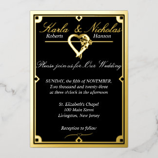 Elegant Black Art Deco Heart Wedding