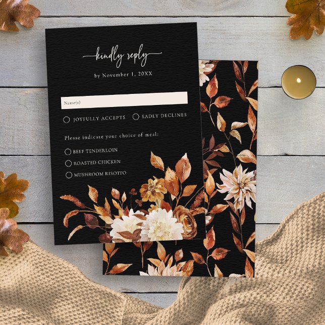 Elegant Black Autumn RSVP Card (Elegant Black Autumn RSVP Card
)