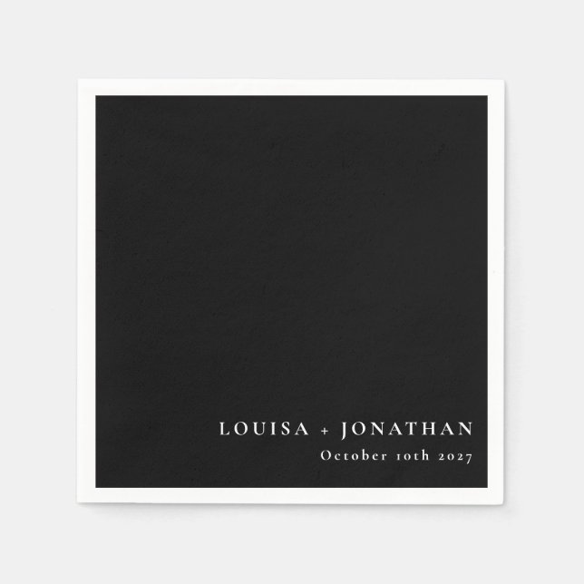Elegant Black Background Trendy Minimal Custom Napkin (Front)