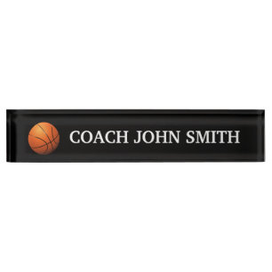 Elegant Black Basketball Coach Nameplate