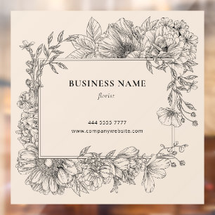 Elegant Black Beige Floral Border Nail Hair Salon