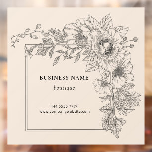 Elegant Black Beige Floral Frame Nail Hair Salon 