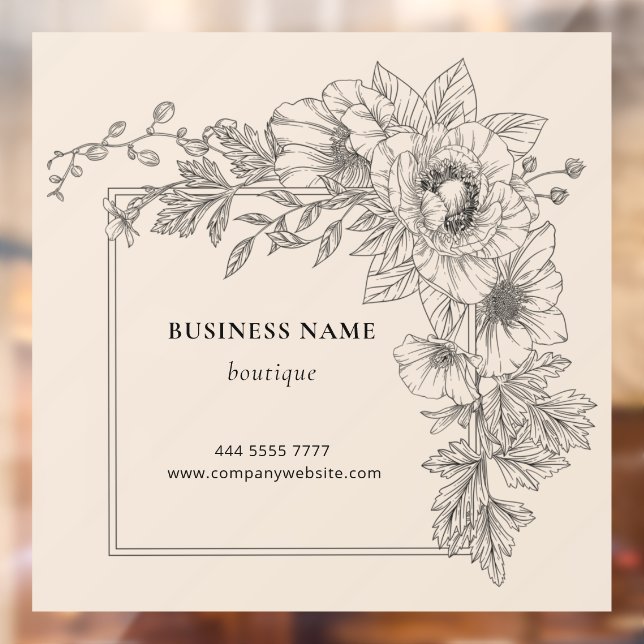 Elegant Black Beige Floral Frame Nail Hair Salon  (Sheet 2)