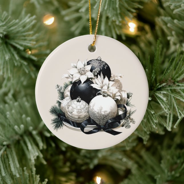 Elegant black beige ivory Christmas ornament (Tree)