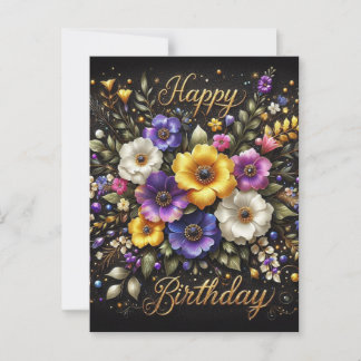 Elegant Black Birthday Postcard