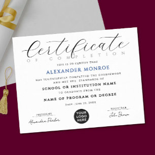 Elegant Black Blue Certificate Digital Diploma Poster