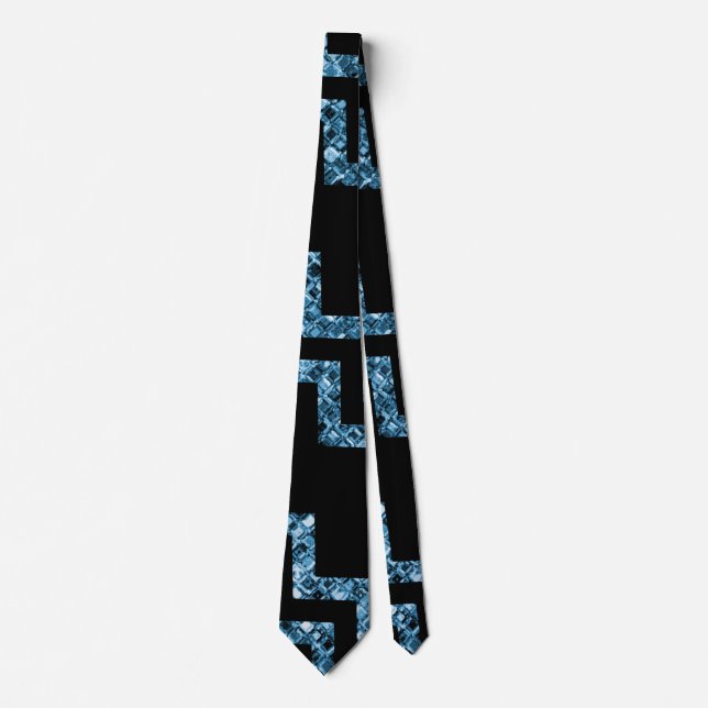 Elegant Black Blue Glitter Pattern  Tie (Front)