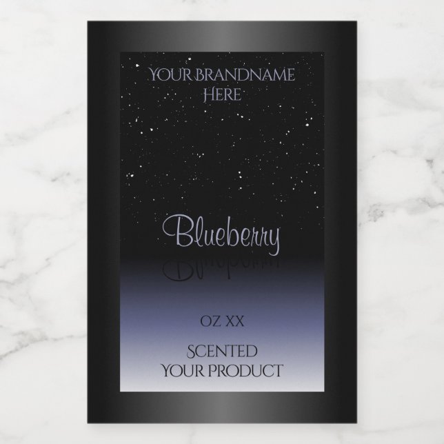 Elegant Black Blue Gradient Product Labels Glitter (Single Label)
