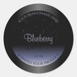 Elegant Black Blue Gradient Product Labels Glitter