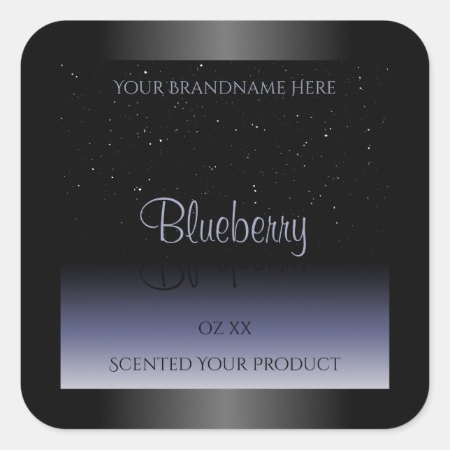 Elegant Black Blue Gradient Product Labels Glitter (Front)
