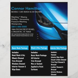 Elegant Black Blue Mobile Auto Car Wash Detailing  Flyer