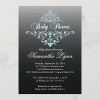 Elegant Black Blue Ombre Baby Shower Invitation