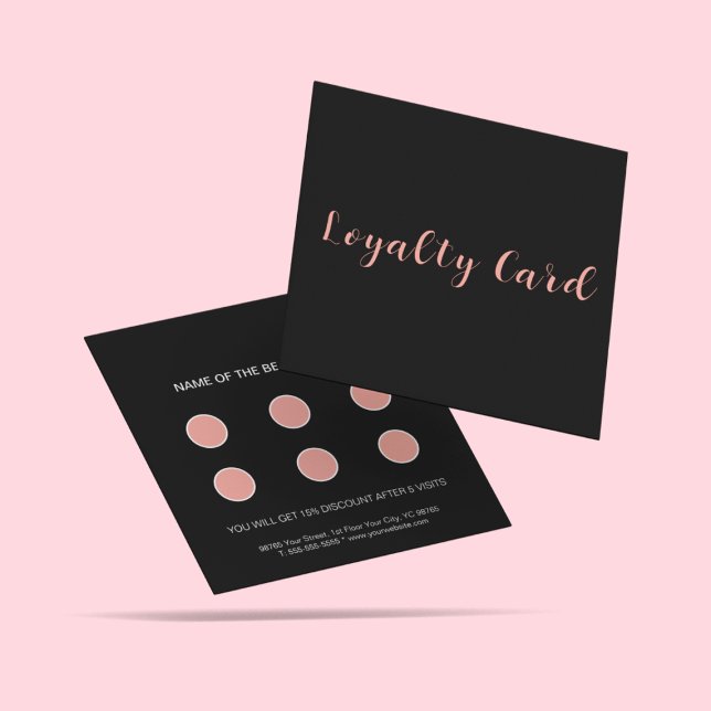 Elegant Black & Blush Pink Typography Loyalty Card (Creator Uploaded)