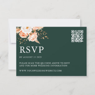 Elegant Black Boho Chic Floral Fall Wedding RSVP Card