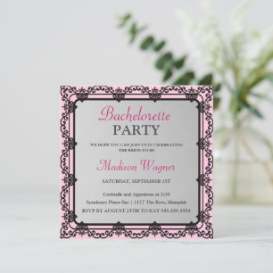 Elegant Black Border Bachelorette Party Invitation