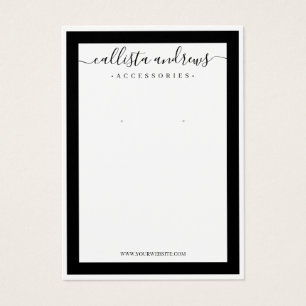 Elegant Black Border Cursive Earring Display Card