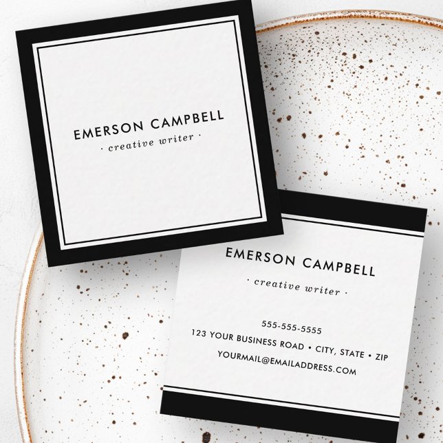 Elegant black border minimal modern professional square business card (Elegant black border minimal modern professional square business card)