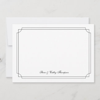 Elegant Black Border on White Custom Notecard