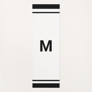 Elegant Black Border Script Monogram Letter Yoga Mat