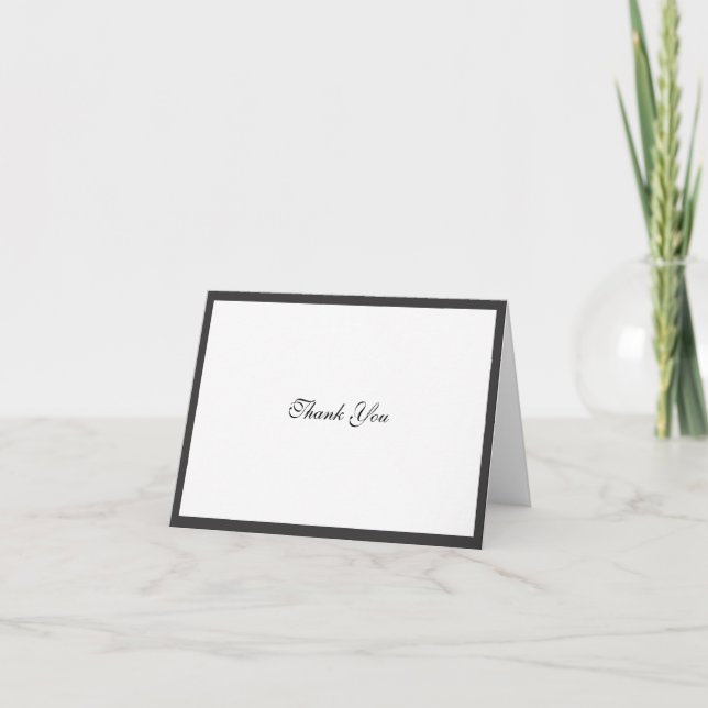 Elegant Black Border Thank You Note Card (Front)