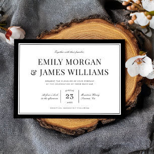 Elegant Black Border   Wedding Invitation