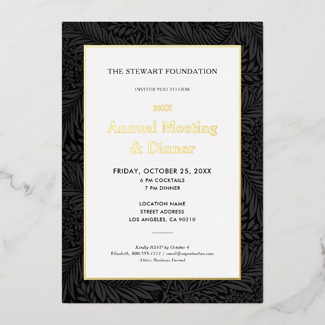 Elegant Black Botanical Annual Business Dinner (Front)