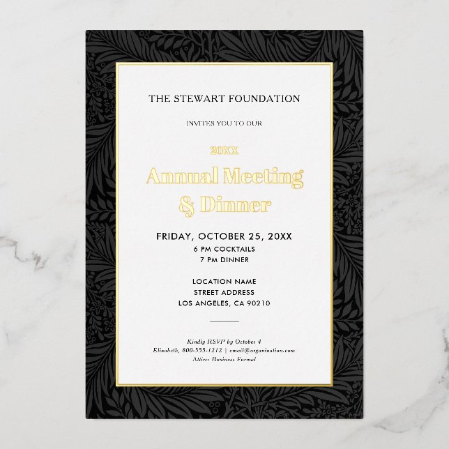 Elegant Black Botanical Annual Business Dinner (Front)