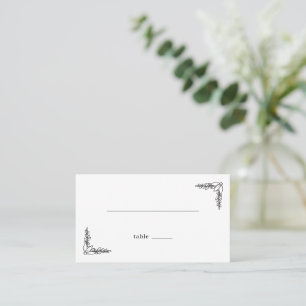 Elegant Black Botanical Branches Place Card