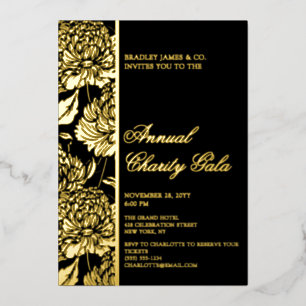 Elegant Black Botanical Charity Event Gala Party