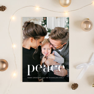 Elegant Black Botanical Photo Christmas Card