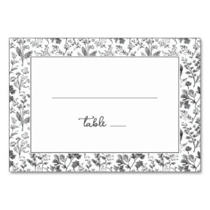 Elegant Black Botanical Table Number