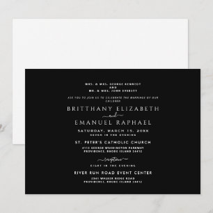 Elegant Black Both Parents Listed Wedding  Invitation