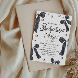 Elegant Black Bow 30th Birthday Party  Invitation