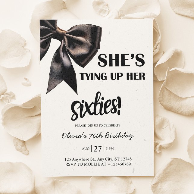 Elegant Black Bow 70th Birthday Invitation (Creator Uploaded)