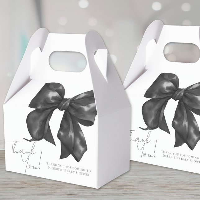 Elegant Black Bow Baby Shower Favour Box (Elegant Black Bow Baby Shower Favor Boxes )