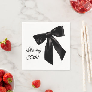 Elegant Black Bow Birthday Party Napkins
