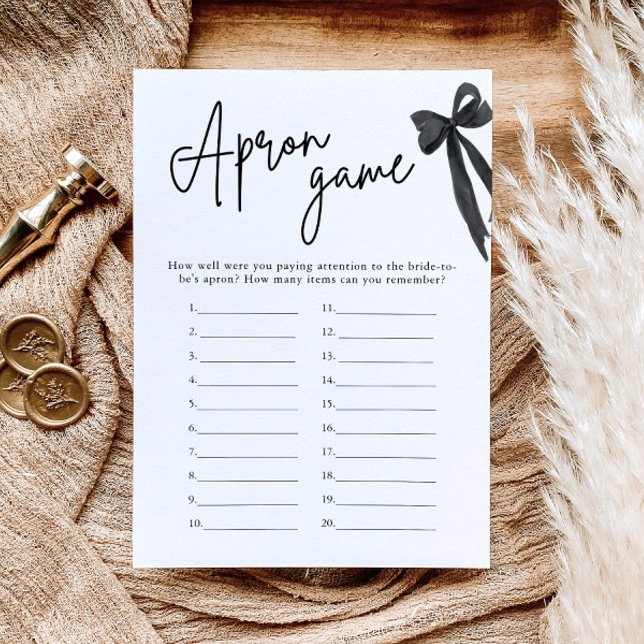 Elegant Black Bow Bridal Shower Apron Game Invitation (Creator Uploaded)