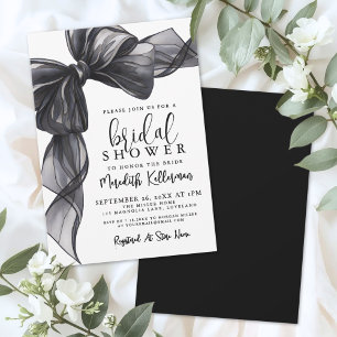 Elegant Black Bow Bridal Shower Invitation