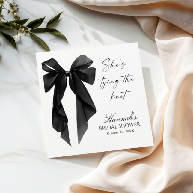 Elegant Black Bow Bridal Shower  Napkin (Creator Uploaded)